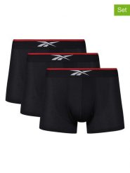 Reebok Bokserki (3 pary) "Glynn" w kolorze czarnym rozmiar: S. Czarne bokserki Reebok, s, bez wzorów. Za 61.17 zł.