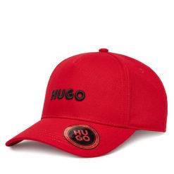 Czapka z daszkiem HUGO. Czerwone czapki z daszkiem Hugo, bez wzorów. Za 139.99 zł.