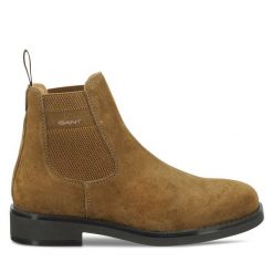 Sztyblety Gant. Brązowe botki sznurowane GANT, bez wzorów, bez obcasa, bez zapięcia. Za 769.99 zł.