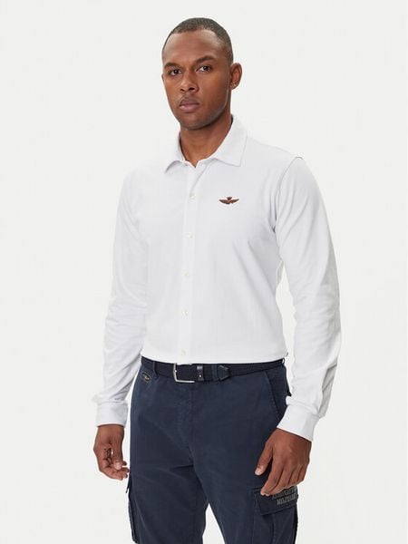 Aeronautica Militare Koszula 252CA1265UP00342 Biały Regular Fit. Białe koszule Aeronautica Militare, m, bez wzorów, z bawełny, bez kołnierzyka, bez ramiączek. Za 409.99 zł.