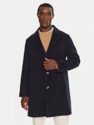 Tommy Hilfiger Płaszcz wełniany MW0MW36611 Granatowy Regular Fit. Niebieskie płaszcze Tommy Hilfiger, l, bez wzorów, z wełny, bez kaptura. Za 1,799.00 zł.