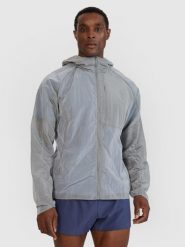 Kurtka do biegania Ultralight męska 4f 4FWSS25TTJAM698. Szare kurtki 4F, na wiosnę, l, bez wzorów, z materiału, z kapturem. Za 137.99 zł.