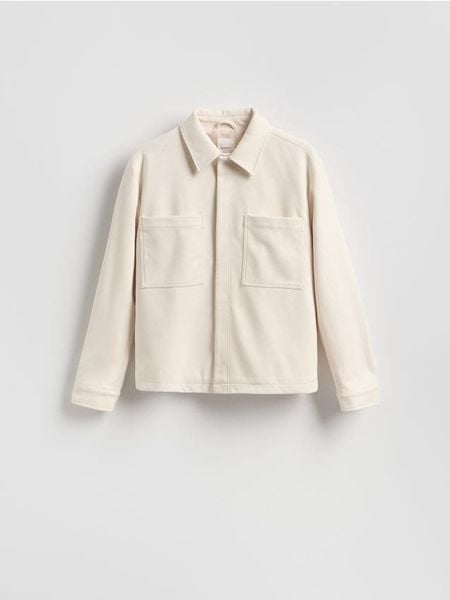 Kurtka koszulowa - złamana biel. Kurtki Reserved, l, bez wzorów, z dzianiny, bez kaptura. Za 199.99 zł.