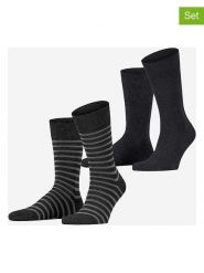 ESPRIT Skarpety (2 pary) "Fine Stripe" w kolorze czarnym rozmiar: 43-46. Czarne skarpety Esprit, bez wzorów. Za 52.67 zł.