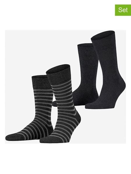 ESPRIT Skarpety (2 pary) "Fine Stripe" w kolorze czarnym rozmiar: 43-46. Czarne skarpety Esprit, bez wzorów. Za 41.49 zł.