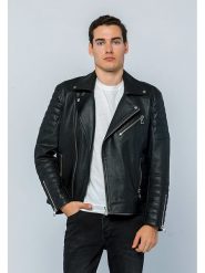 Basics & More Skórzana kurtka w kolorze czarnym rozmiar: 3XL. Czarne kurtki Basics & More, xl, bez wzorów, ze skóry, bez kaptura. Za 426.06 zł.