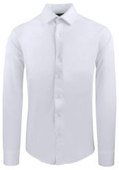 Elegancka Koszula z Dzianinowej Tkaniny - Prosty Krój - Biała. Białe koszule Pazzani, bez wzorów, z bawełny, bez kołnierzyka, bez ramiączek. Za 199.00 zł.