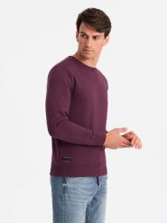 Męska nierozpinana bluza dresowa BASIC – bordowa V3 OM-SSBN-0159 - XXL. Czerwone bluzy Ombre Clothing, l, bez wzorów, z dresówki, bez kaptura. Za 119.99 zł.