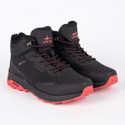 Vico Czarno-czerwone męskie buty trekkingowe czarne. Czarne trekkingi bez wzorów, bez zapięcia. Za 227.37 zł.