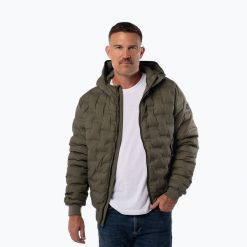 Kurtka zimowa męska Pitbull Fisk Quilted Hooded. Zielone kurtki PITBULL, na zimę, m, bez wzorów, z materiału, bez kaptura. Za 309.99 zł.
