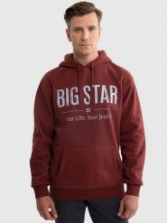 Bluza męska z kapturem z logo BIG STAR bordowa Ashlyno 604. Czerwone bluzy BIG STAR, l, bez wzorów, z materiału, z kapturem. W wyprzedaży za 229.99 zł.