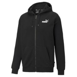 Męska rozpinana bluza z kapturem z małym logo Essentials PUMA Black. Czarne bluzy z kapturem Puma, m, bez wzorów, z kapturem. Za 269.99 zł.