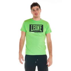 Sportowa koszulka męska Fluo. Zielone t-shirty sportowe LEONE 1947 APPAREL, bez wzorów, bez ramiączek, na fitness i siłownię. Za 69.47 zł.
