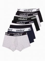 Bokserki męskie bawełniane z kontrastową gumą - 7-pak mix V2 OM-UNBO-0100 - XXL. Szare bokserki Ombre Clothing, l, bez wzorów, z bawełny. W wyprzedaży za 99.99 zł.
