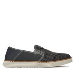 Półbuty Rieker. Szare eleganckie półbuty Rieker, bez wzorów, bez obcasa, bez zapięcia. Za 319.99 zł.