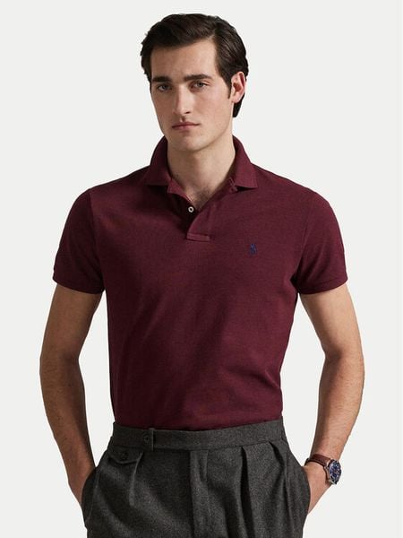 Polo Ralph Lauren Polo 710536856343 Bordowy Slim Fit. Czerwone koszulki polo Polo Ralph Lauren, m, bez wzorów, z bawełny, bez kołnierzyka, bez ramiączek. Za 599.99 zł.