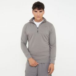 Bluza sportowa z bawełny F CLUB z pół zamkiem ciemnoszara. Szare bluzy bez kaptura Legea, xl, bez wzorów, z bawełny, bez kaptura. Za 100.00 zł.