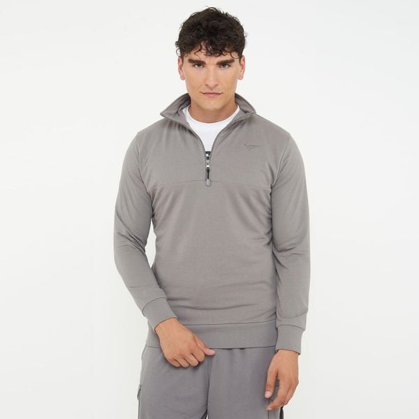 Bluza sportowa z bawełny F CLUB z pół zamkiem ciemnoszara. Szare bluzy bez kaptura Legea, xl, bez wzorów, z bawełny, bez kaptura. Za 100.00 zł.