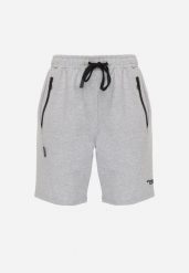 Szare Dresowe Szorty Sportowe z Bawełną i Kieszeniami na Suwak Rharanin. Szare krótkie spodenki sportowe Born2be, l, bez wzorów, z bawełny. Za 69.99 zł.