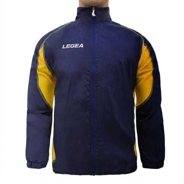 Kurtka przeciwdeszczowa Storm dla mężczyzn do biegania niebiesko-żółta. Niebieskie kurtki Legea, m, bez wzorów, do biegania. W wyprzedaży za 60.00 zł.