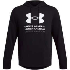 Bluza męska Under Armour UA Rival Terry Graphic Hoodie. Czarne bluzy Under Armour, m, bez wzorów, bez kaptura. Za 244.00 zł.