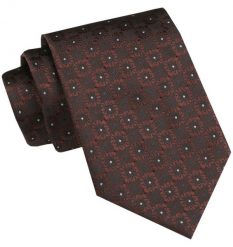 Klasyczny, Szeroki Krawat Męski CHATTIER - Brązowy, Geometryczny Wzór. Brązowe krawaty i muchy Chattier, bez wzorów, z tkaniny. Za 49.00 zł.