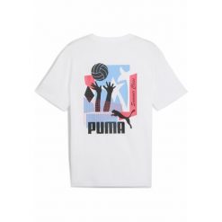 Męska koszulka sportowa Graphics Summer PUMA White. Białe t-shirty sportowe Puma, bez wzorów, z gumy, bez ramiączek, na fitness i siłownię. Za 129.00 zł.
