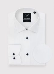 PAKO LORENTE – Gładka bawełniana koszula męska długi rękaw. Białe koszule Pako Lorente, m, bez wzorów, z bawełny, bez kołnierzyka, bez ramiączek. Za 279.99 zł.