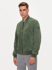 Boss Kurtka skórzana Joflag 50519197 Zielony Regular Fit. Zielone kurtki Boss, m, bez wzorów, ze skóry, bez kaptura. Za 1,699.00 zł.