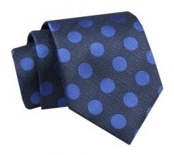 Krawat - ALTIES - Granat w Niebieskie Grochy. Niebieskie krawaty i muchy Alties, bez wzorów, z tkaniny. Za 49.00 zł.