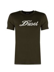 Diesel T-Shirt "Sily" | A10654-RGRAI | Mężczyzna | Wojskowa Zieleń. Zielone t-shirty Diesel, m, bez wzorów, z bawełny, bez kołnierzyka, bez ramiączek. W wyprzedaży za 129.00 zł.