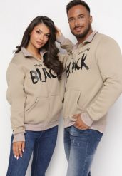 Jasnobeżowa Bluza z Półgolfem Zapinana na Suwak z Kieszeniami i Ściągaczami Salatiel. Brązowe bluzy Born2be, l, bez wzorów, z polaru, bez kaptura. W wyprzedaży za 76.49 zł.
