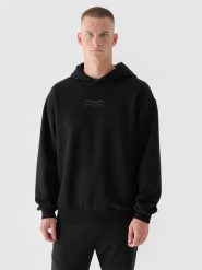 4F Bluza dresowa oversize z kapturem męska 4F x Robert Lewandowski - czarna XXL. Czarne bluzy 4F, m, bez wzorów, z bawełny, z kapturem. W wyprzedaży za 119.99 zł.