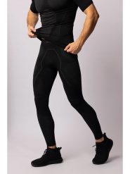 Spaio Legginsy termiczne "Adrenaline" w kolorze czarno-szarym rozmiar: XL. Czarne legginsy długie sportowe Spaio, xl, bez wzorów, z materiału, outdoorowe. Za 118.84 zł.
