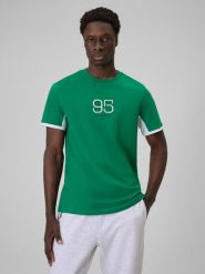 4F T-shirt regular z nadrukiem męski - zielony 3XL. Zielone t-shirty 4F, m, bez wzorów, z bawełny, bez kołnierzyka, bez ramiączek. Za 79.99 zł.