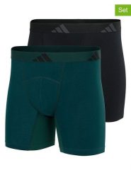 Adidas Bokserki (2 pary) w kolorze czarnym i zielonym rozmiar: M. Czarne bokserki Adidas, m, bez wzorów. Za 60.88 zł.