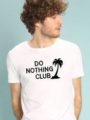 WOOOP Koszulka "Do nothing club" w kolorze białym rozmiar: M. Białe bezrękawniki Wooop, l, bez wzorów, z bawełny, bez kołnierzyka, bez ramiączek. Za 66.31 zł.