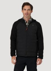 WRANGLER ATHLETIC HYBRID MĘSKA KURTKA PRZEJŚCIOWA WIOSENNA JESIENNA REAL BLACK WA4MY3101 112324777. Czarne kurtki Wrangler, na jesień, m, bez wzorów, bez kaptura. Za 359.99 zł.
