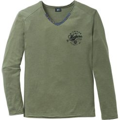 Shirt z długim rękawem Regular Fit bonprix oliwkowy melanż. Bluzki z długim rękawem marki ASICS. Za 27.99 zł.