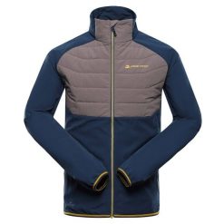 Bluza męska sportowa z wełną merino Alpine Pro Gerl. Niebieskie bluzy bez kaptura Alpine Pro, l, bez wzorów, z elastanu, bez kaptura. Za 419.00 zł.