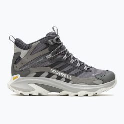 Buty turystyczne męskie Merrell Moab Speed 2 Mid GTX. Szare buty turystyczne Merrell, bez wzorów, bez zapięcia. Za 658.14 zł.