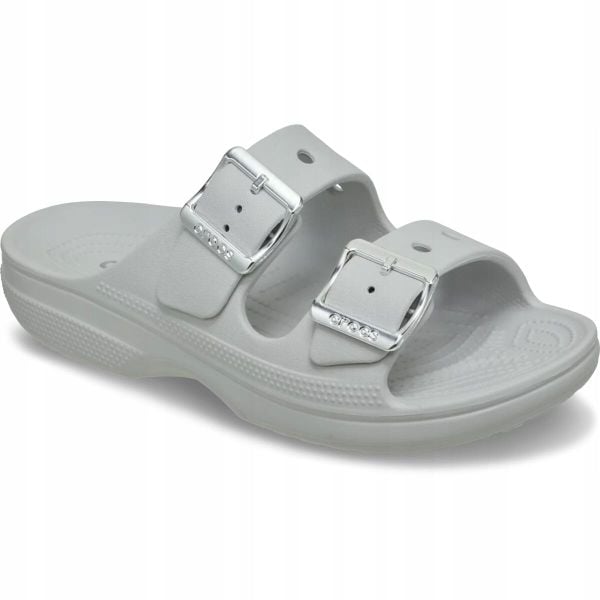 Klapki Dla Dorosłych Crocs Saturday Metallic Buckle. Szare klapki Crocs, z materiału. Za 199.99 zł.