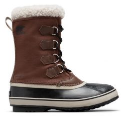 Śniegowce Sorel. Brązowe śniegowce Sorel, z nylonu, bez zapięcia. Za 649.99 zł.