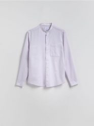 Koszula slim fit ze stójką - lawendowy. Fioletowe koszule Reserved, l, bez wzorów, z bawełny, bez kołnierzyka, bez ramiączek. Za 119.99 zł.