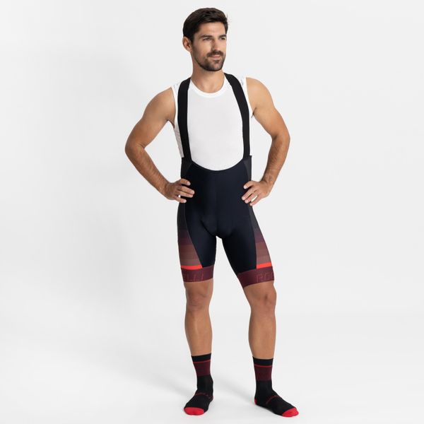 Spodenki rowerowe na szelkach męskie Rogelli Hero II. Czarne spodenki rowerowe Rogelli, m, bez wzorów, z elastanu, rowerowe. Za 455.00 zł.