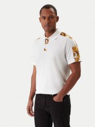 Versace Jeans Couture Polo 80GAG6R1 JS549 Biały Regular Fit. Białe koszulki polo sportowe Versace Jeans Couture, l, bez wzorów, z bawełny, bez kołnierzyka, bez ramiączek. Za 939.99 zł.