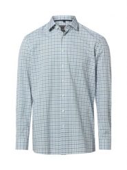 Finshley & Harding Męska koszula biznesowa - Easy Care Mężczyźni Modern Fit Bawełna (100%) niebieski|zielony w kratkę, 38. Niebieskie koszule Finshley & Harding, m, bez wzorów, z bawełny, bez kołnierzyka, bez ramiączek. Za 179.95 zł.