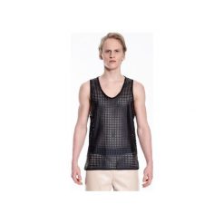 Tank top z perforowanej skóry ekologicznej -duża kratka |CZARNY|. T-shirty marki Male-me. Za 120.00 zł.