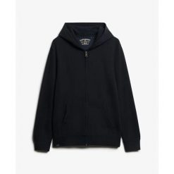 Klasyczna bluza z kapturem zapinana na zamek Superdry Essential. Niebieskie bluzy z kapturem Superdry, na lato, uniwersalny, bez wzorów, z materiału, z kapturem. Za 385.15 zł.