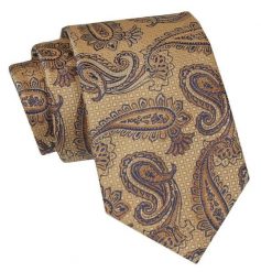 Klasyczny Krawat Męski - ALTIES - Odcienie Brązu i Beżu, Paisley. Krawaty i muchy Alties, bez wzorów, z tkaniny. Za 49.00 zł.
